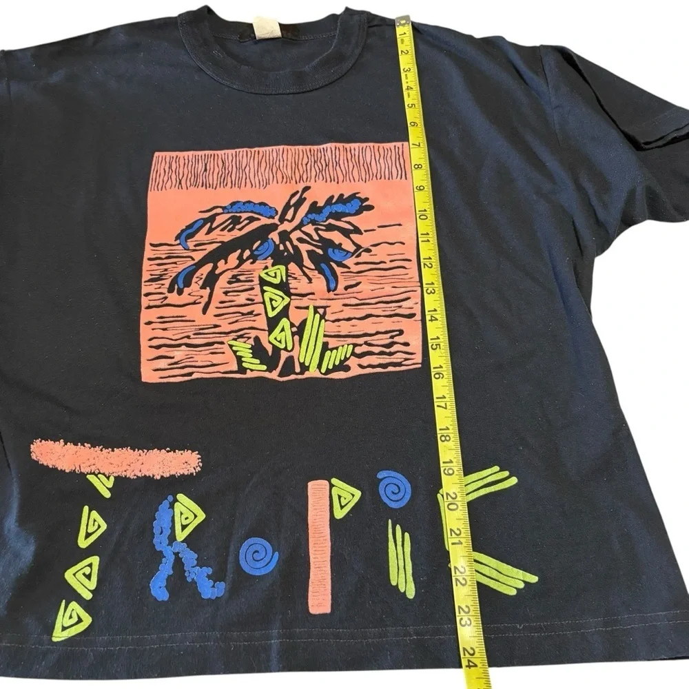 Vintage Carlton Fashions Tropic Graphic Tee Shirt USA 80s 90s Surf Large - Picture 10 of 10